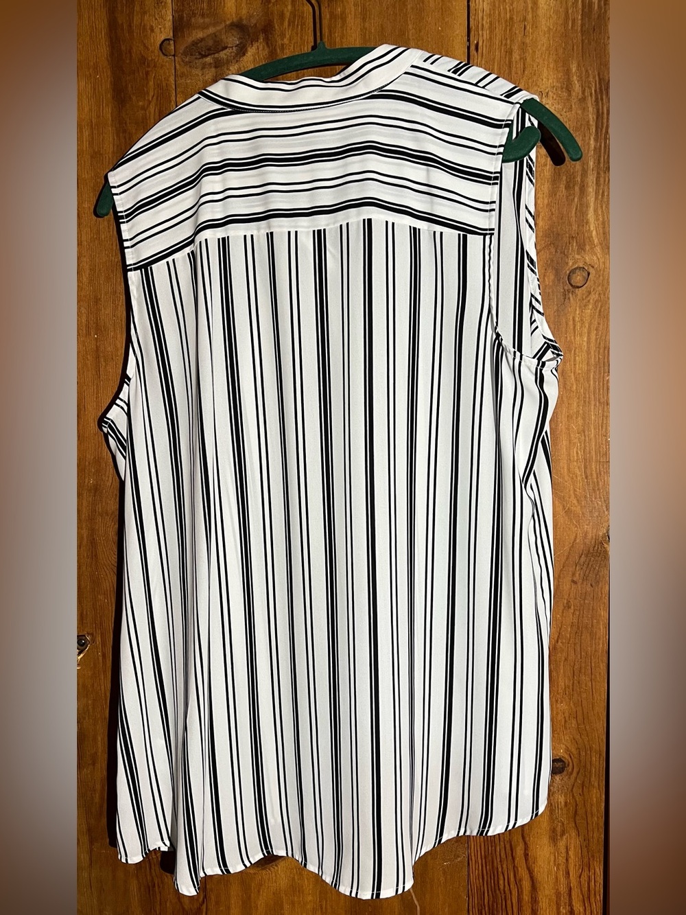 Metaphor Black and White Vertical Stripe Tie-Neck Sleeveless Blouse - Picture 6 of 6